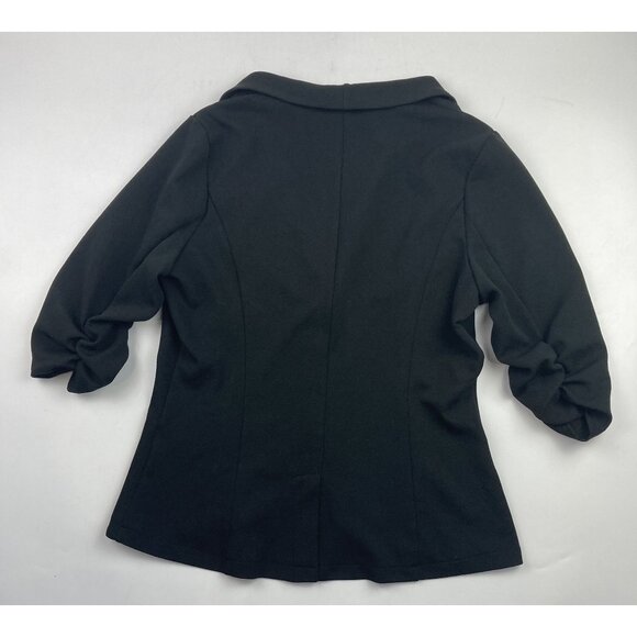Beyove Women's L Black One Button Blazer with Gathered Sleeves - Picture 2 of 3